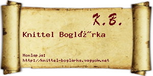 Knittel Boglárka névjegykártya